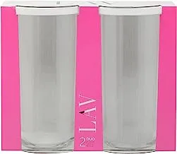 LAV 2X Duo Glass Storage Jar Stackable Container with Silicone Lid, 2 Pieces, 47.5 oz, White/Clear