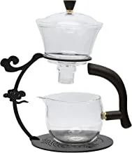 Trust Pro Iron Frame Magnetic Suction Glass Tea Pot Set, 2 Pieces, Black