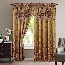 Elegant Comfort Aurora Jacquard Look Curtain Panel Set with Attached Valance 54