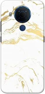 جراب خلفي بطبعة رخامية من Khaalis باللون الأبيض غير اللامع لهاتف Nokia 5.4 - K208215