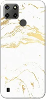 Khaalis Marble Print White matte finish designer shell case back cover for Realme C25Y - K208215