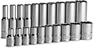 Capri Tools 1/4 in. Drive 12-Point Shallow and Deep Socket Set, SAE, 3/16 to 9/16 in, SAE, 20-Piece