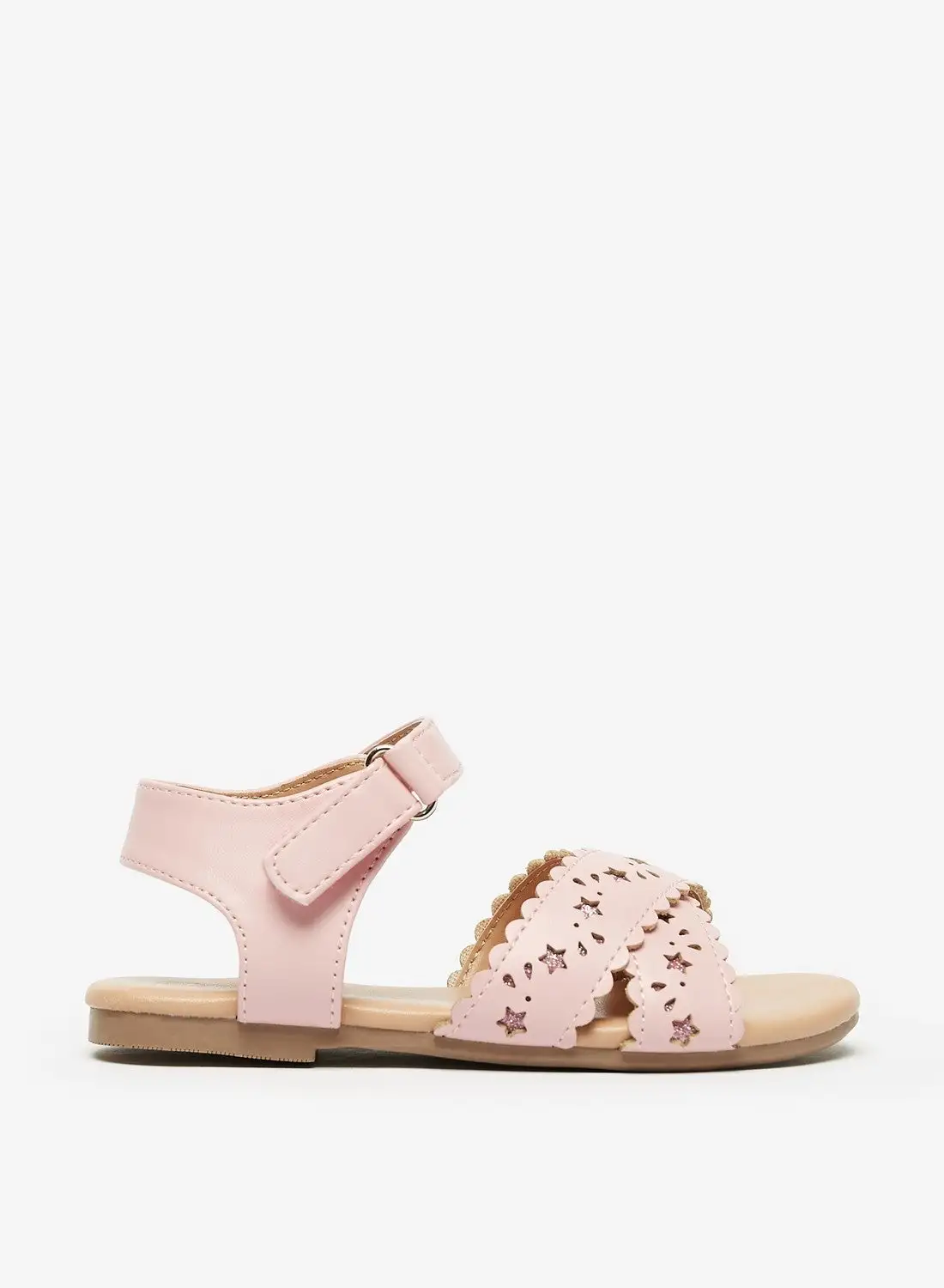 Flora Bella By Shoexpress Girls Cutout Detailed Sandals with Hook and Loop Closure Ramadan Collection