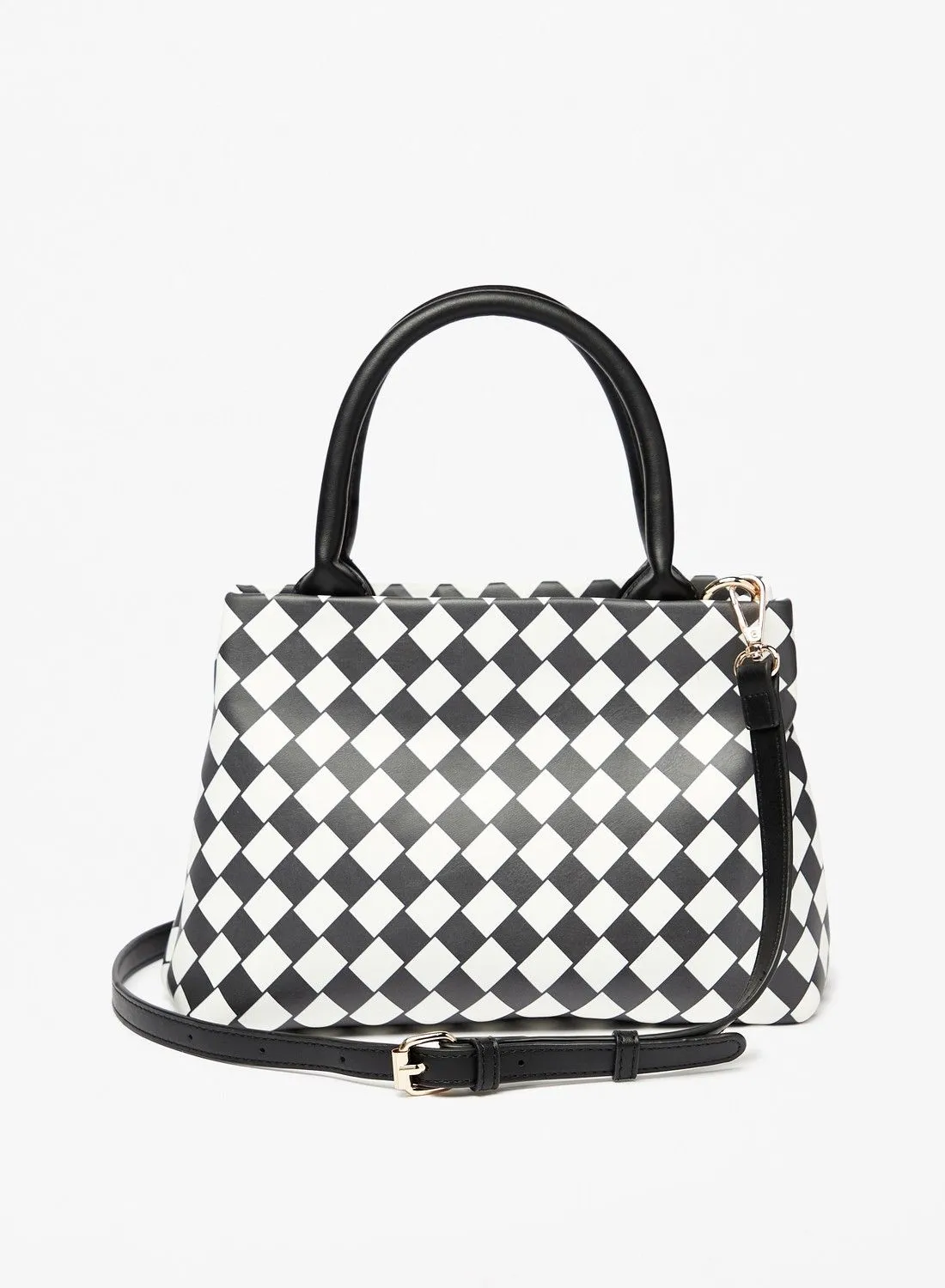 Flora Bella By Shoexpress Checked Tote Bag with Detachable Strap
