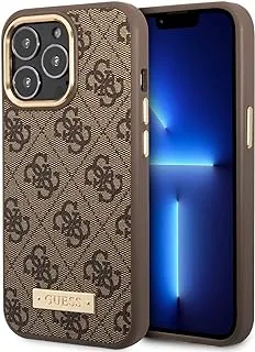 CG MOBILE Guess magsafe 4g pu case with metal plate logo iphone 14 pro-brown