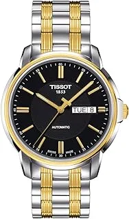 Tissot Mens Automatics III 316L Stainless Steel case with Yellow Gold PVD Coating Automatic Watch, Grey, Stainless Steel, 19 (T0654302205100), Grey, Automatic Watch