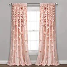 Lush Decor Riley Window Curtain Panel - Charming Handmade Bow Details - Elegant Light Filtering Single Curtain for Living Room, Dining Room, or Bedroom - 54