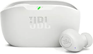 سماعات أذن لاسلكية JBL Wave Buds True ، جهير عميق ، ملائمة مريحة ، بطارية 32 ساعة ، تقنية محيطية ذكية ، مكالمات بدون استخدام اليدين ، مقاومة للماء والغبار - أبيض ، JBLWBUDSWHT