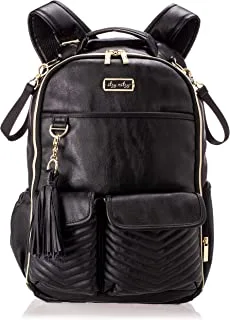 Itzy Ritzy Diaper Bag Backpack – Large Capacity Boss Featuring Bottle Pockets, Changing Pad, Stroller Clips And Comfortable Straps, Black With Gold Hardware