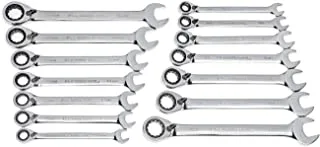 GEARWRENCH 14 Pc. 12 Pt. Reversible Ratcheting Combination Wrench Set, SAE/Metric - 85142