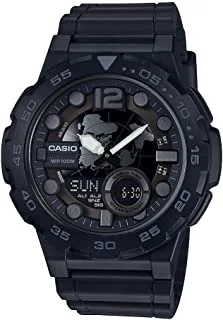 Casio Men's 'CLASSIC' Quartz Stainless Steel and Resin Casual Watch, Color:Black (Model: AEQ-100W-1BVCF), Black/Black, Model: AEQ-100W-1BVCF