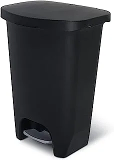 Glad 13 Gallon Trash Can | Plastic Kitchen Waste Bin with Odor Protection of Lid | Hands Free with Step On Foot Pedal and Garbage Bag Rings, Black
