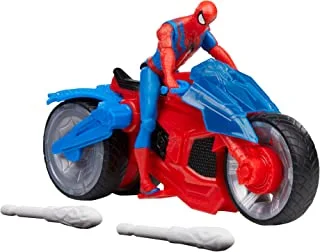 Marvel Spider-Man Web Blast Cycle, 4-Inch Action Figure with Vehicle and 2 Web Projectiles, Kids Playset for Ages 4 and Up
