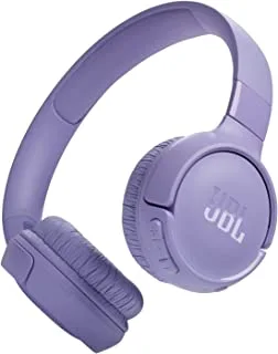 JBL Tune 520BT Wireless On-Ear Headphones, Pure Bass Sound, 57H Battery with Speed Charge, Hands-Free Call + Voice Aware, Multi-Point Connection, Lightweight and Foldable - Purple, JBLT520BTPUREU
