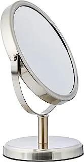 Amazon Basics Modern Dual Sided Magnification Makeup Vanity Mirror, Standard, Nickel