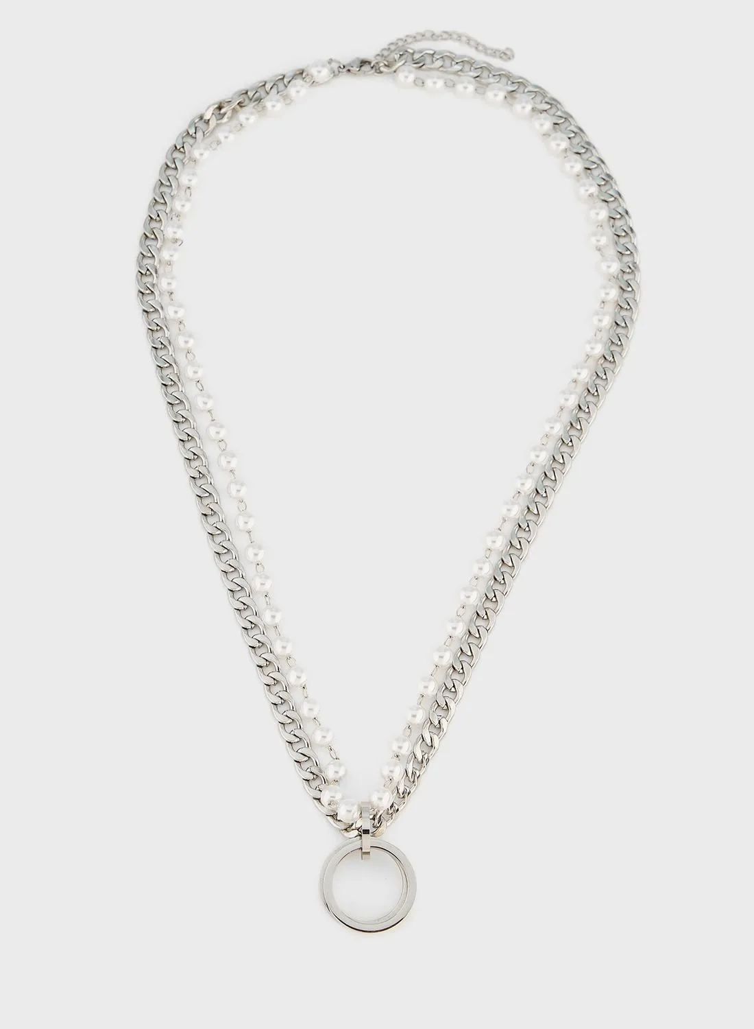 Seventy Five Pearl  Layered Stainless Steel Necklace