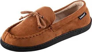 isotoner Men's Microsuede Moccasin Slippers - Men’s Indoor and Outdoor Sole Slippers, Features Memory Foam for a Customer Fit and Arch Support for All-Day Comfort, Machine Washable