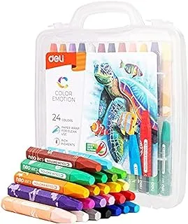 DELI Oil Pastel Set, Washable Non-Toxic Crayons, Coloring Art Supplies for Beginners, Students, Kids and Artist, 24 Assorted Colors for Drawing, Coloring, Painting, Packed with Plastic Box
