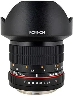 عدسة روكينون FE14M-C 14 ملم F2.8 فائقة الاتساع لكاميرا كانون (أسود)