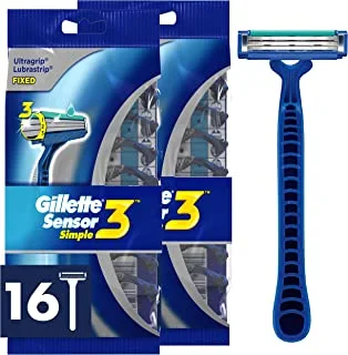 Gillette Sensor3 Simple Men’s Disposable Razors, 16 Count