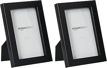 Amazon Basics Rectangular Photo Picture Frame, 10.16 CM x 15.24 CM, Pack of 2, Black