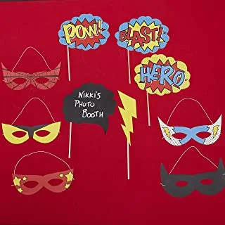 Ginger Ray Comic Superhero Party Photo Brooth Props Kit