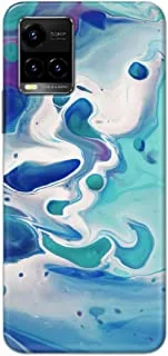 Khaalis Marble Print Blue matte finish designer shell case back cover for Vivo Y33s - K208223