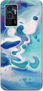 Khaalis Marble Print Blue matte finish designer shell case back cover for Vivo V23e - K208223