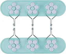 Royalford Flower Self Adhesive Sticky Hooks 2 x 3-Piece Hooks, Blue/Pink