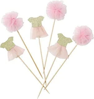 Talking Tables We Heart Pink Pom-Pom and Tutu Cake Toppers 12-Piece, Multicolor