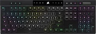 لوحة مفاتيح الألعاب الميكانيكية Corsair K100 AIR Wireless RGB - رفيعة جدًا ، تيار متردد أقل من 1 مللي ثانية ، بلوتوث منخفض التأخير ، مفاتيح Cherry MX Ultra Low Profile - تخطيط NA ، QWERTY - أسود