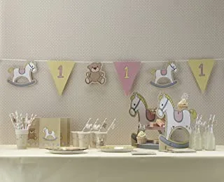 Ginger Ray 1st Birthday Bunting Banner Set for Girls, Pink