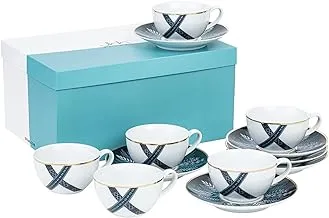 Silsal Tala Porcelain Teacups and Saucers 6-Piece Set