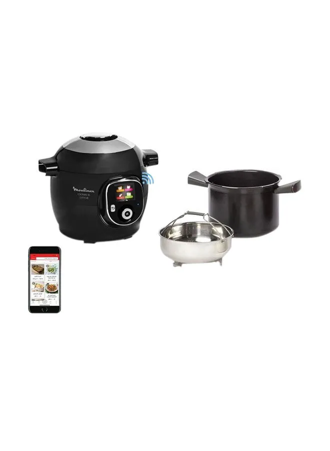 Moulinex Multicooker |Cookeo+ Connect Smart 6L Electric Cooker | 100 Built-in Recipes |Bluetooth-Connected App |  Pressure Cooking | Steaming | Browning | Simmering | Slow Cooking | 2 Years Warranty 6 L 1450 W CE857827 Black