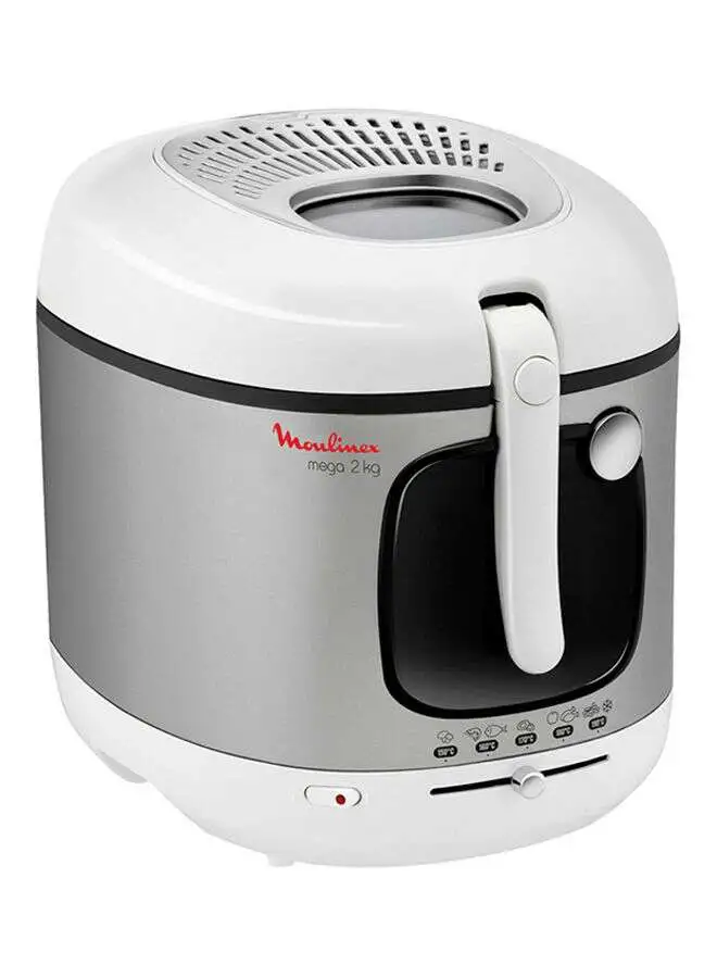 Moulinex Deep Fryer | Mega |Large capacity | Removable Bowl | Autoatic Lid Opening System | Adjustable Thermostat | Viewing Window |  2 Years Warranty 2 kg 2100 W AM480027 White/Silver/Black