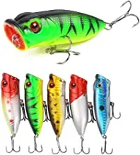 Joyzzz 5Pcs Fishing Lures - Crank Bait Set Minnow Lures, Life-Like Swimbait Fishing Bait Popper Crankbait, Bass Lures for Freshwater and Saltwater Trout Bass Salmon Fishing, One Size