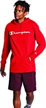 Champion Men's, Front Script Logo, Mid-Weight Hooded Cotton Knit Pullover, Jersey Hoodie