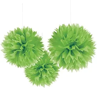 Kiwi Green Fluffy Tissue Decorations 3pcs