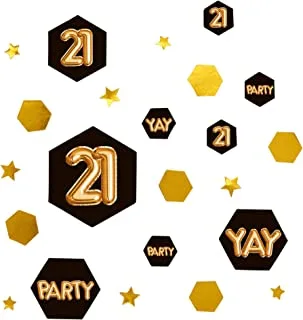 Neviti 773369 Glitz and Glamour Age 21 Confetti Table Scatters, Black/Gold