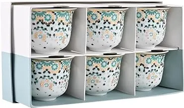 Silsal Mirrors Arabic Coffee Cups 6-Piece Gift Set, White/Emerald Green