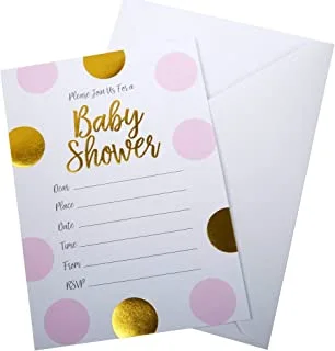 Neviti 771402 Pattern Works-Baby Shower Invitations with Envelopes Pink, 15 x 10 x 0.1 cm