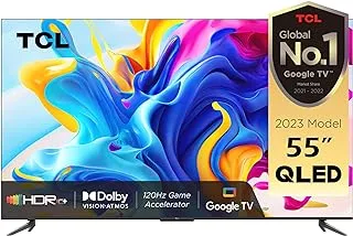 TCL 55 Inch TV QLED 4K UHD MEMC Processor 60HZ Google HDMI 2.1 Game Mode @15ms - 55C645 (2023 Model)