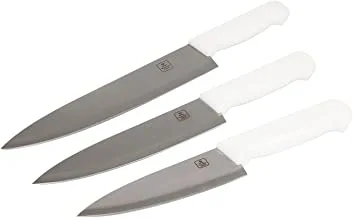 BRITISH CHEF Chef knife Set of 3pcs with Sharp Stainless steel Blade Durable design, Slicing, Dicing, Chopping and Carving for Home/Restaurant, Polypropylene handles Dishwasher Safe - 6, 8 and 10 inch
