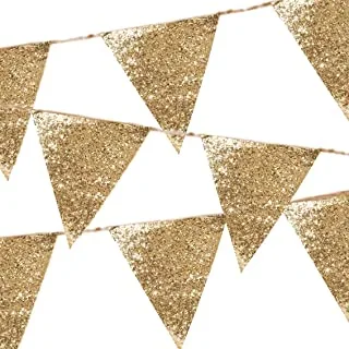 Talking Tables Luxe Glitter Bunting, Gold