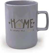 Shallow 350ml Mug Porcelain Ceramic Cup Tea Coffee Mug 8.5x9.5cm – Suva Gray- Home is where the Heart is