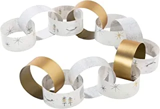 Talking Tables Nordic Christmas Decorative Paper Chains for Decoration, White/Gold