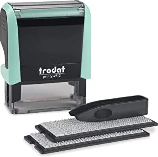 Trodat Printy 4912 Self Inking Pastel Green Do it Yourself (DIY) 4 line Personalized Custom Message or Address Stamp kit with Black Ink, Impression Size: 3/4” x 1-7/8” inch (180858)
