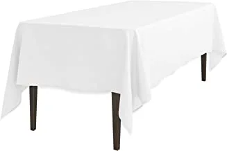 مفرش طاولة من الكتان 60 × 102 بوصة مفرش طاولة مستطيل من البوليستر أبيض