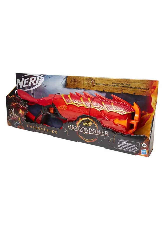 مسدس NERF DragonPower Emberstrike المستوحى من Dungeons and Dragons، أسطوانة دوارة ذات 8 سهام و16 سهمًا رسميًا من Nerf Elite لتخزين 8 سهام