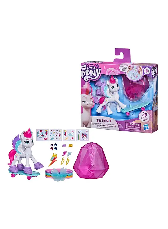 my little Pony My Little Pony A New Generation Movie And Nbsp Crystal Adventure Zipp Storm And Nbsp- 3-Inch White Pony Toy With Surprise Accessories, Friendship Bracelet